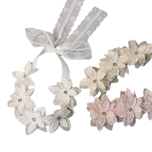 MIO <strong>Latest</strong> Lace Flowers <strong>Baby</strong> <strong>Headband</strong> Five Flowers With Shining Rhinestone Bowtie <strong>Headbands</strong> <strong>Baby</strong> Girls Wedding Party Decoration - Product Image 1