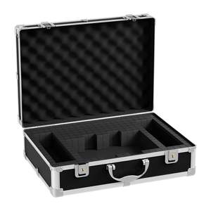 Étui professionnel de voyage personnalisé en aluminium noir avec grille DIY – Échantillon gratuit - Product Image 1