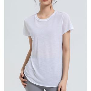 เสื้อยืดโยคะผู้หญิงแบบขายส่ง ทรงไขว้หลังเว้าหลัง ผ้าบางเบา แขนสั้น ระบายอากาศ แห้งเร็ว เหมาะสำหรับออกกำลังกาย พิลาทิส - Product Image 4