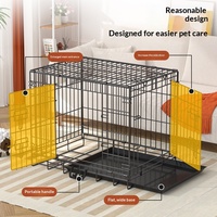 Cage pour chien moderne, chenil, cage pour animaux de compagnie, pour grands chiens, construction métallique respirante, design empilable, plateau en plastique, fermeture à bouton