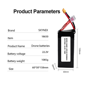 Batterie de drone 6S 22.2V 9000/9500/10000mAh 100C pour drone UAV Ronin-MX Batterie 1580mAh - Product Image 5