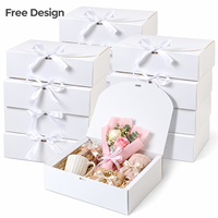 Boîte cadeau en carton blanc avec impression du logo du client, pour mariage, anniversaire, emballage cadeau en papier recyclé avec ruban