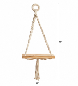 Étagères murales flottantes de bohème rustique de <span class=keywords><strong>style</strong></span> nordique moderne petit support de rangement en bois avec ficelle - Product Image 2