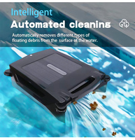 Robot de nettoyage de piscine entièrement automatique Intelligent sans pilote Machine d'aspiration des eaux usées Surface de la piscine étang à poissons écumoire de feuilles