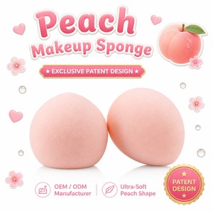 Éponge <span class=keywords><strong>de</strong></span> maquillage en polyuréthane hydrophile en forme <span class=keywords><strong>de</strong></span> pêche JLY, sans latex, double usage humide et sec, pour le <span class=keywords><strong>fond</strong></span> <span class=keywords><strong>de</strong></span> <span class=keywords><strong>teint</strong></span> - Product Image 3