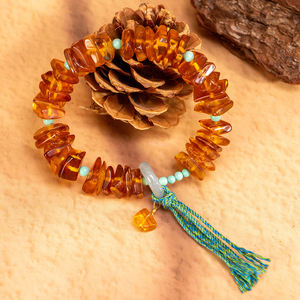 Pulsera de Cuentas con Dijes de Pino Dorado, Joyería Clásica de Moda al por Mayor, Brazalete de Piedras Preciosas para Parejas - Product Image 1