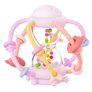 Anneau de dentition en silicone Hourglass Manhattan Ball pour bébés de 0 à 24 mois, hochet éducatif pour la préhension - Product Image 4