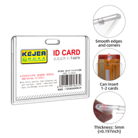 Porte-carte d'identité en acrylique transparent avec trou de pouce facile d'accès Porte-badge robuste à 2 cartes pour étudiant infirmière et bureau