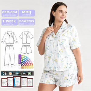 Ensembles de pyjamas courts pour femmes en gros – Pyjamas personnalisés imprimés pour femmes – Vêtements de nuit respirants pour femmes - Product Image 1