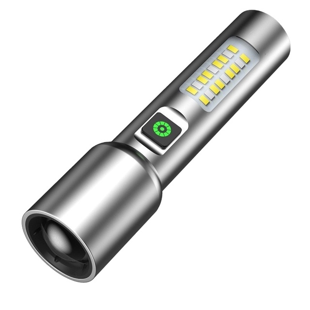 Quality Wholesale White Laser Telescopic Zoom Light-emitting Diode Water-resistant Portable Flashlight for Camping