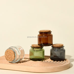 Vente en gros Petit pot à bougie en verre rond ambré <span class=keywords><strong>de</strong></span> 100ml vide avec couvercles en liège - Product Image 4