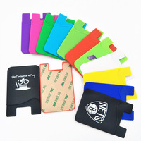Dompet Kartu Telepon Grosir Custom Logo Kantong Ganda Perekat 3M Silikon Pelindung Kartu Kredit RFID Blocking Tanpa Penutup