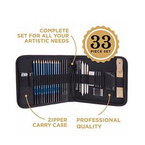 Bview sanat malzemeleri profesyonel kalite 33 adet sanatçı kroki çizim kalem seti siyah fermuar taşıma çantası - Product Image 6