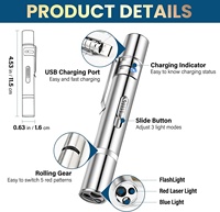 Puntatore Laser Giocattolo per Gatti Ricaricabile Multifunzione con 5 Motivi, Ricarica USB, 3 Modalità, Giocattoli Interattivi per Addestramento e Inseguimento