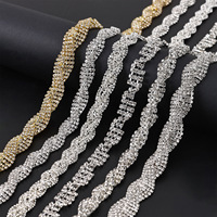Cadenas de Cristal de Vidrio de 1 Yarda para Costura, Adornos de Cristal, Apliques de Cristal con Garras para Vestidos