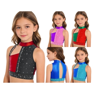 Top Metálico Corto para Niñas de 6 a 16 Años, para Salsa Moderna, Gimnasia, Danza, Práctica, Actuación, Competencia, Ropa de Danza en Línea - Product Image 1