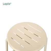 Tabouret de bar haut d'extérieur moderne en aluminium Lepos, empilable, en métal, pour restaurants, bars, terrasses d'hôtels et comptoirs de patio