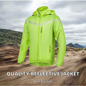 Good Quality Windproof Hooded Outdoor Reflective Zipper <b>Jacket</b> for Men Large Size <b>Slim</b> <b>Fit</b> Polyester Fabric Fashionable - Product Image 2
