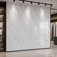 Panneau mural en marbre UV WYRAX 1220x2440mm 3.5mm Gris clair Carrara Haute brillance Imperméable Hall d'hôtel Salle d'exposition