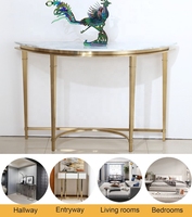 Meubles de maison salon table de couloir à armature en acier inoxydable dorée de luxe table console moderne en marbre