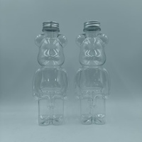 Bouteille de jus en PET en forme d'ours de 500 ml en gros avec bouchon à vis en aluminium pour l'emballage de boissons au thé au lait