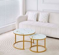 Ensemble de tables basses gigognes de luxe en fer forgé avec texture marbre pour salon, disponible en divers matériaux
