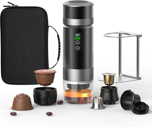 New Arrival 20 Bar Portable Mini Espresso Maker 3 in 1 LED Display Brew System 20 Bar Portable <b>Coffee</b> Maker With Travel Bag - Product Image 1
