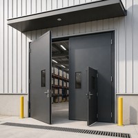 Puerta Batiente Industrial de Acero Galvanizado con Aislamiento Térmico y Tirador Plano para Fábrica, Taller o Estructura Metálica