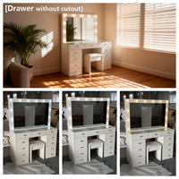 Table de maquillage et de coiffure moderne rose avec fonction anti-basculement et éclairage LED, miroir inclus, pour maisons familiales et magasins de meubles