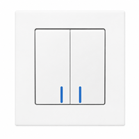 Interrupteur mural 2 voies 2 gangues 16A 250V avec voyant lumineux, interrupteur à bascule blanc de grande taille pour câblage résidentiel
