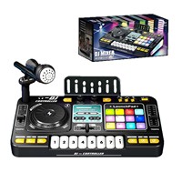 Jouet mixeur DJ pour enfants avec microphone, plateau tournant interactif pour DJ avec lumière et son, instrument de musique éducatif, cadeau d'apprentissage précoce