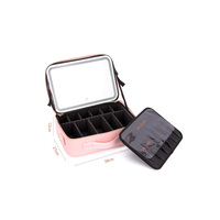 Trousse de maquillage Portable avec éclairage LED, organisateur de voyage personnalisé avec miroir coiffeuse