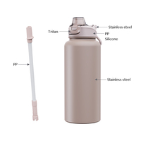 Bouteille isotherme de randonnée en acier inoxydable réutilisable sous vide avec paille et poignée pour boire à froid