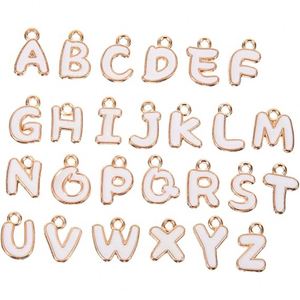 Llavero de metal con cuentas de esmalte en forma de letra, juego de letras mayúsculas de la A a la Z, abalorios para hacer pulseras, collares y joyería DIY - Product Image 1