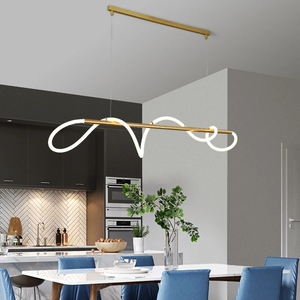 Plafonnier LED suspendu en bande d'or moderne, luminaire décoratif de plafond, idéal pour un salon, une cuisine - Product Image 2