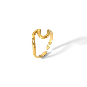 Cincin baja tahan karat wanita, cincin tipis lapisan emas 18 K sederhana sederhana sederhana antialergi - Product Image 1