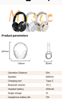 Casque sans fil pliable, son stéréo profond, dynamique, type cuir, type-C pour téléphones mobiles, écouteurs d'avion