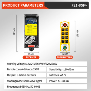 Control Remoto Inalámbrico Industrial de Alta Calidad F23-8SF para Grúa, 8 Botones, Cable de Control, Interruptor de Radio Inteligente - Product Image 3