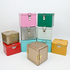 Boîte de rangement carrée en métal avec loquet de verrouillage, grande capacité, qualité alimentaire, pour le stockage à domicile, logo personnalisé imprimé - Product Image 2