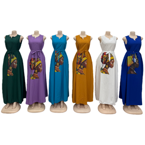 Nuovo Abito Estivo da Donna Taglie Forti con Stampa Casual alla Moda Senza Maniche con Lacci - Product Image 2