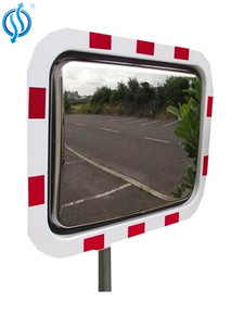 Miroir de circulation convexe extérieur 60 cm (24 pouces) 180° grand angle en ABS orange pour sécurité routière, montage sur poteau, angle mort de voie d'accès - Product Image 5