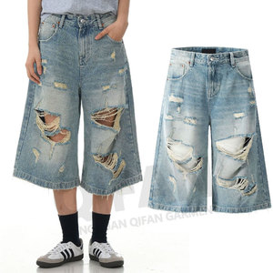 Pantalones <span class=keywords><strong>cortos</strong></span> de mezclilla Retro, ropa de calle rasgada, pantalones <span class=keywords><strong>cortos</strong></span> de mezclilla, pantalones <span class=keywords><strong>cortos</strong></span> Vintage sueltos lavados para hombres dañados - Product Image 1