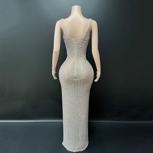 OUDINA ファッショナブルなラインストーンホルターネックメッシュドレス、プロム、イブニング、エレガントなパーティー、女性用エレガントドレス - Product Image 3