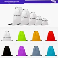 Sac à dos à cordon en polyester 210D sac de publicité promotionnelle en stock Logo personnalisé événements marathon recyclable en gros