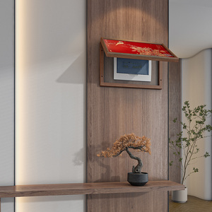 Pannello Idraulico Zen Crabapple in Ottone con Coperchio Ribaltabile <span class=keywords><strong>per</strong></span> Scatola Elettrica, Decorazione Murale in Stile Cinese Antico con Cornice in Legno Massello - Product Image 3