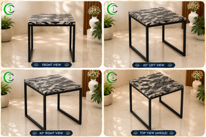Grey Marble <b>Table</b> 14 Inch with Black Metal <b>Feet</b> Premium Decorative Accent <b>Table</b> for Home Office Living Room Dining Space - Product Image 2