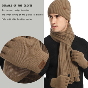 Cappello <span class=keywords><strong>e</strong></span> <span class=keywords><strong>sciarpa</strong></span> in lana stampati da uomo <span class=keywords><strong>e</strong></span> da <span class=keywords><strong>donna</strong></span> con <span class=keywords><strong>guanti</strong></span> lunghi caldi per Touch Screen con stile semplice - Product Image 2