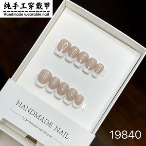 Venta al por Mayor de 10 Uds. de <span class=keywords><strong>Uñas</strong></span> Acrílicas Francesas Hechas a Mano, Personalización Avanzada, <span class=keywords><strong>Uñas</strong></span> Postizas de Cobertura Completa para Mujer - Product Image 6