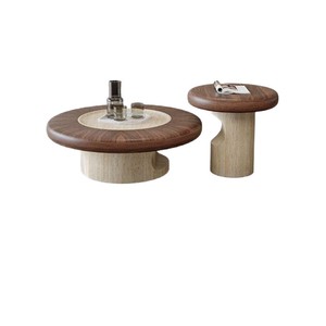 Mid-Century Travertin-Couchtisch, Runder Pilz-Design Luxustisch, Minimalistisches Designer-Möbelstück für Kleine Wohnzimmer und Heimdekoration - Product Image 5