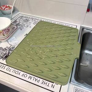 Heat Resistant <b>Silicone</b> Insulation Drain <b>Mat</b> Non-Slip Kitchen Countertop Filter Pad Multipurpose Dish Drying Water <b>Draining</b> Tray - Product Image 3